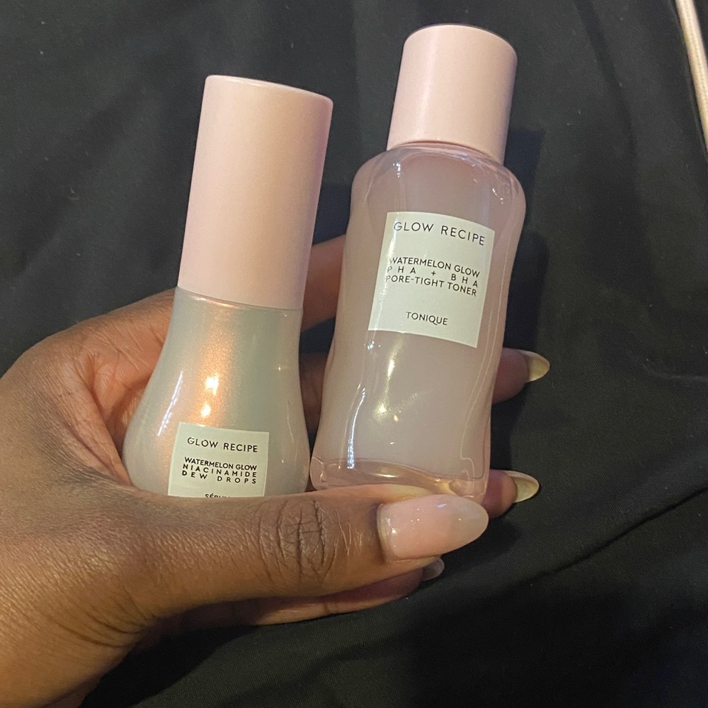 Glow Recipe Watermelon Glow Toner & Dew Drops — Pale Pink Bottles